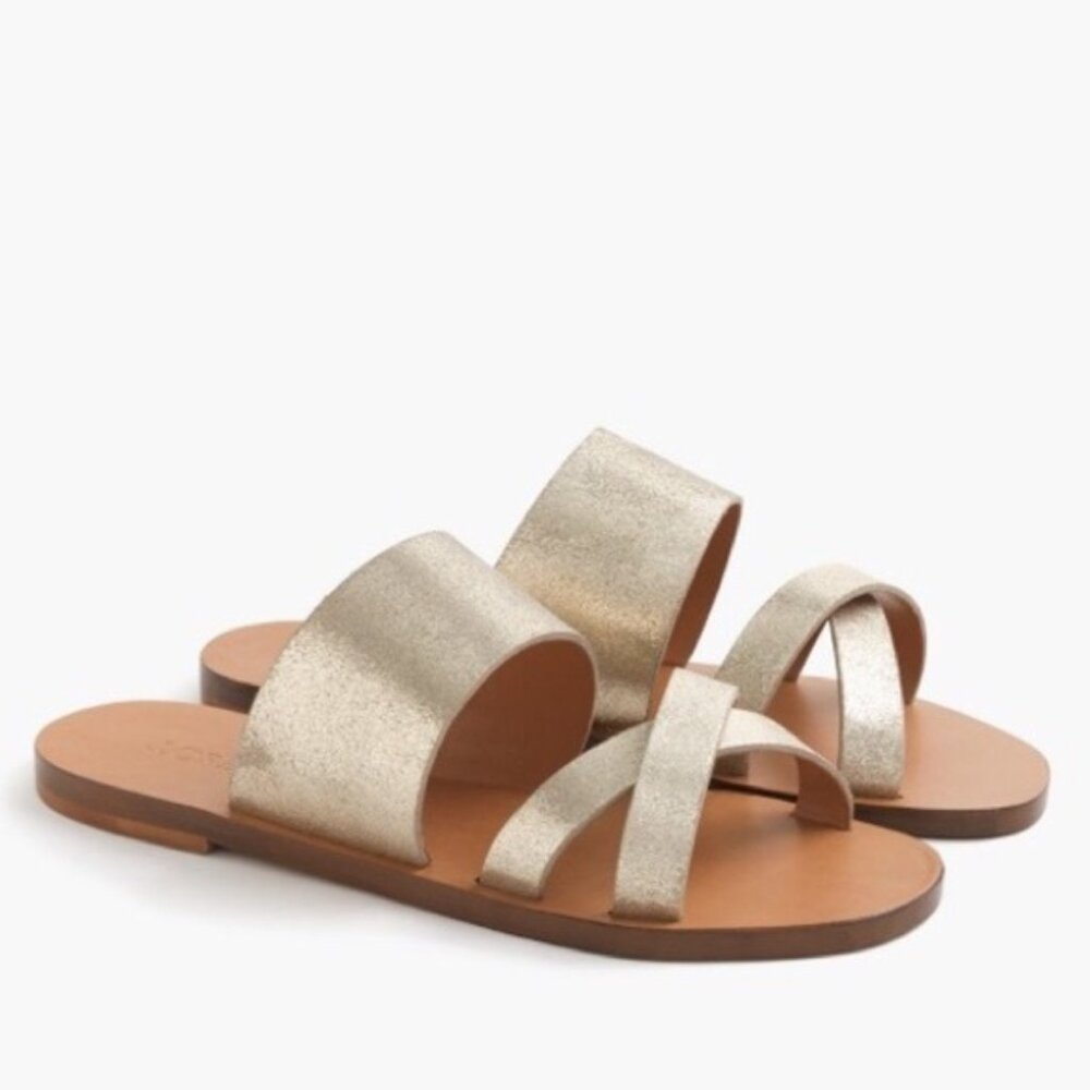 J. Crew Gold Leather Bali Sandals